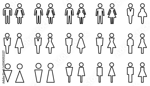 男女トイレピクトグラムセット、トイレマークアイコンのベクター素材