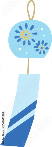 シンプルフラットな風鈴のイラスト　初夏、夏休みなど
