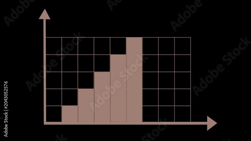 Animated bar graph rising on brown grid background representing growth and data analysis motion