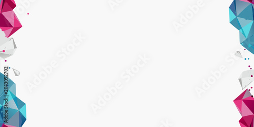 Foto Geometric polygonal pattern with pink and teal facets on white background