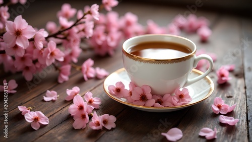 cup of coffee with pink cherry