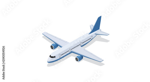White passenger airplane in isometric perspective