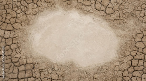 Dry cracked riverbed texture with copy space