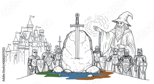 Принти на полотні Medieval knight in armor standing strong.