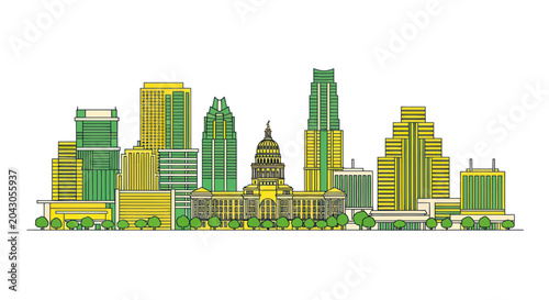 Foto City skyline with tall buildings.