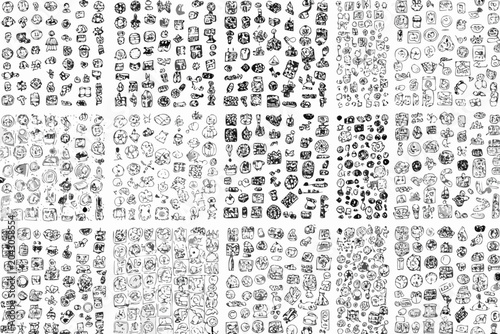 doodle icons collection black and white sketch