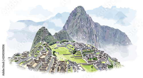 Tableau sur toile Machu Picchu Ancient Inca Ruins Peru.