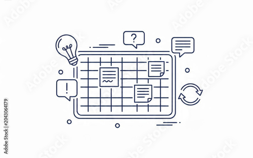Strategic Project Planning and Brainstorming Session Concept with Idea Generation, Task Organization, Problem Solving, and Iterative Process Elements