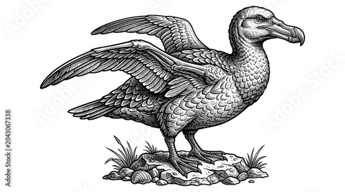 Cuadro en lienzo Dodo Bird Illustration - Extinct Animal, Vintage Drawing Style