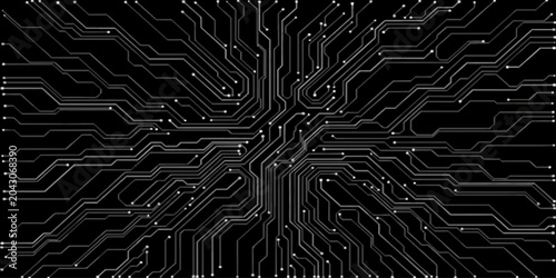 Schilderij op canvas Abstract digital technology pattern of an electronic computer motherboard chip a