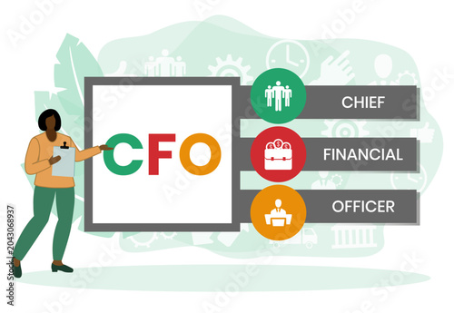 CFO - Chief Financial Officer acronym. business concept background. vector illustration concept with keywords and icons. lettering illustration with icons for web banner, flyer, landing page