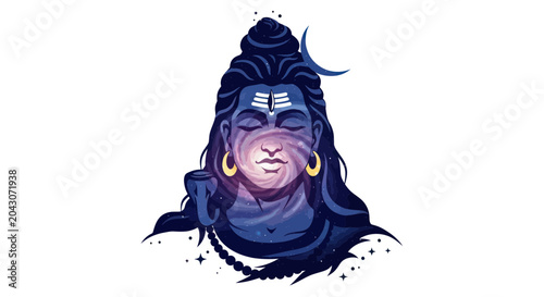 Obraz na płótnie Shiva Hindu God Portrait Illustration.