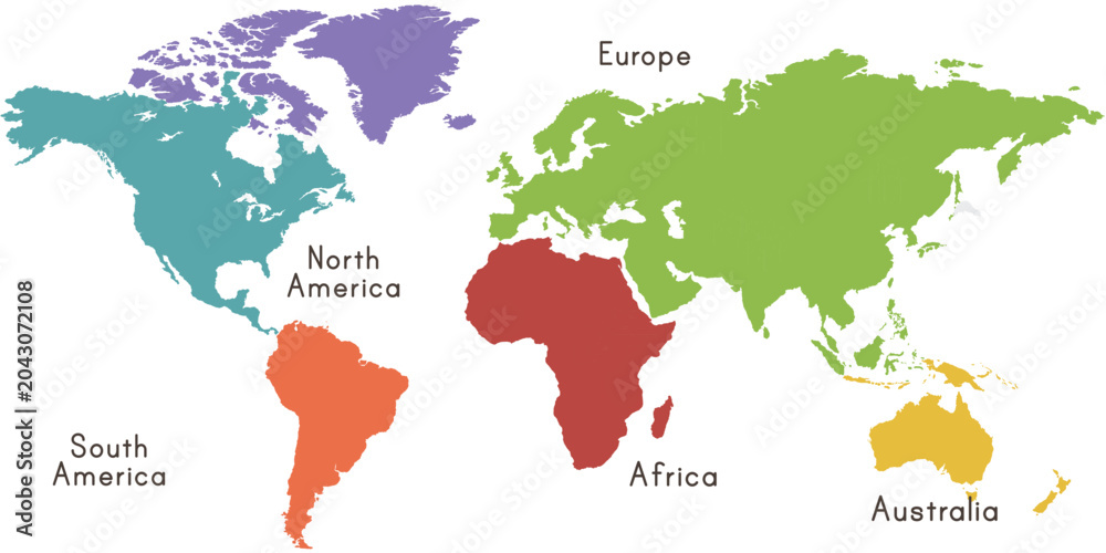Fototapeta premium World Continents Map Vector Design
