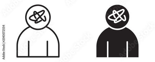 Foto Mental disorder icon set, psychological condition and mental health awareness symbol, outline and solid style
