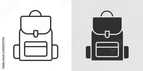 Schilderij op canvas Explorer Backpack Icon representing sustainable tourism, green transportation, and environmentally conscious travel
