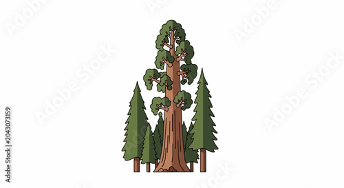 Towering redwood trees stand tall in a forest setting
