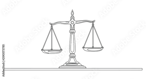 Obraz na plátně Scales of justice in a simple line drawing with judgment day