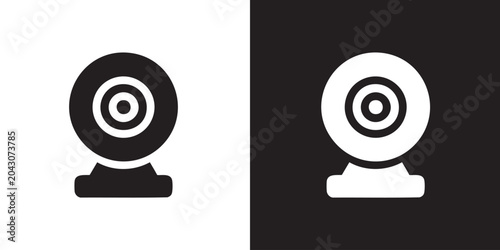 Photos Minimalist Webcam Icon with Circular Lens and Rounded Base - Modern Computer Cam