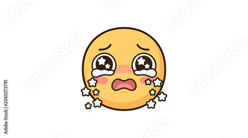 Photography Crying Emoji Face with Stars and Tears
