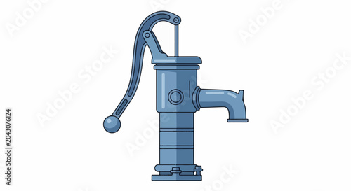 Vintage manual water pump with a curved handle and spout