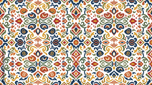 Fotografia Colorful Repeating Ornate Pattern with Kaleidoscopic Tiles.
