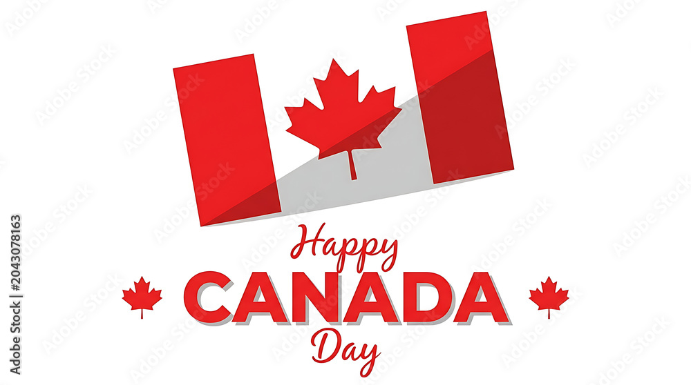 Fototapeta premium Happy canada day celebration with canadian flag design isolated on transparent background