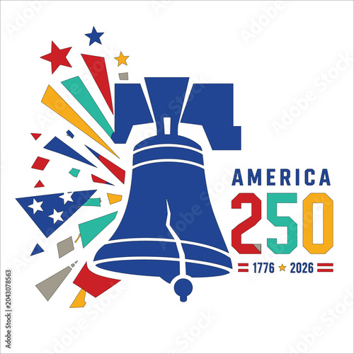Liberty Bell with America 250th Anniversary Celebration Graphics.