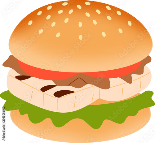 Chicken Fillet Burger Illustration2