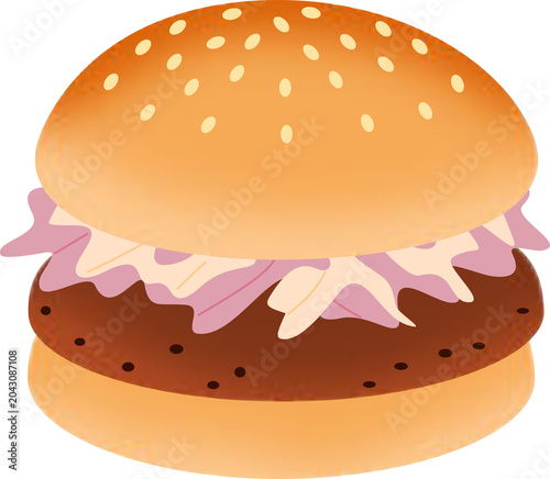 Coleslaw Beef Burger Illustration1