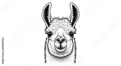 Fotografie Close up of llama face portrait.
