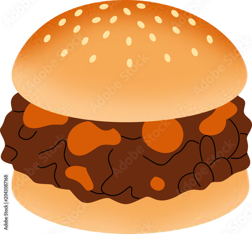 Crispy Fried Chicken Burger Illustration