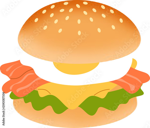 Egg and Bacon Burger Illustration