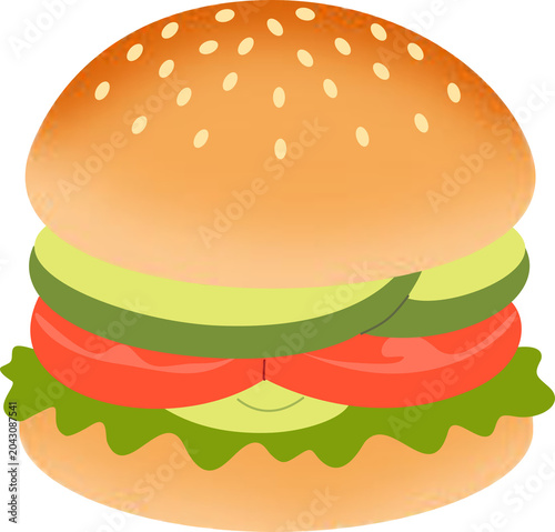 Fresh Lettuce Tomato Burger Illustration