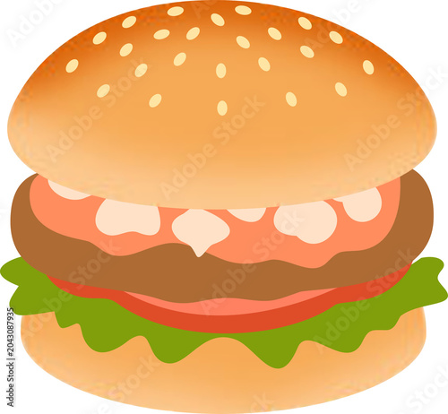 Seafood Burger with Shrimp Filling Illustration