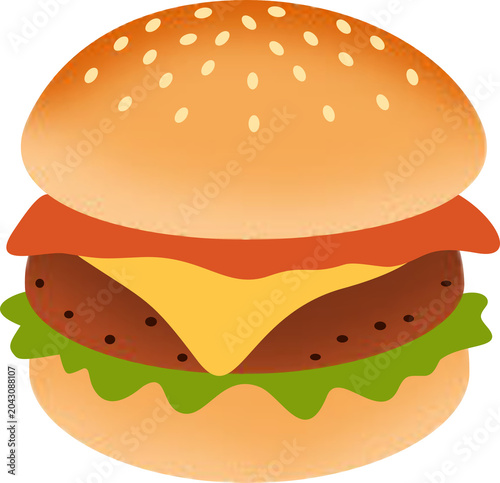 Tomato Cheeseburger Illustration