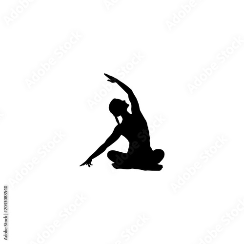 Yoga, meditation, woman silhouette, black, isolated, white background