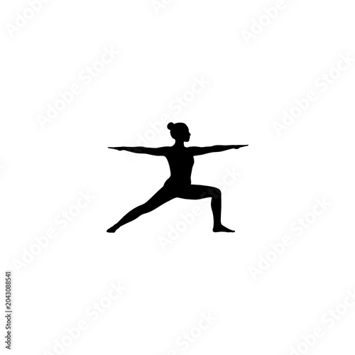 yoga, woman silhouette, black, fitness, exercise, warrior pose