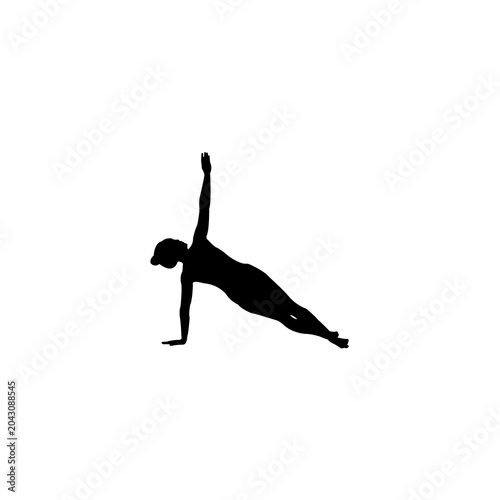 yoga, side plank, silhouette, fitness, exercise, black
