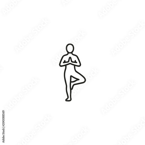 yoga, minimalist line art, tree pose, meditation icon, black line drawing