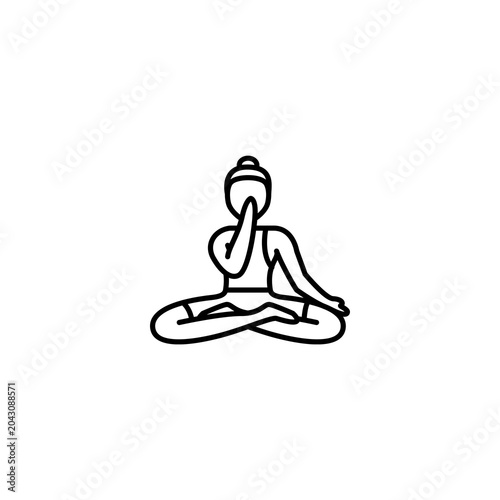 Yoga, meditation, mindfulness icon, minimalist line art
