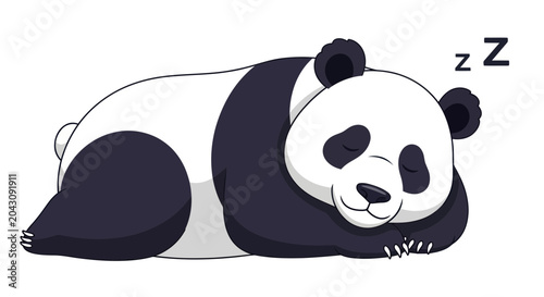 Foto Sleeping panda bear cartoon character.