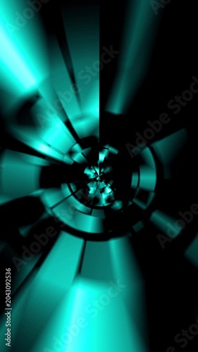Abstract Cyan Geometric Tunnel Motion Background with Futuristic Radial Depth and Dynamic Energy Loop Animation