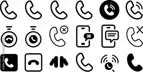 Bild auf Leinwand Original communication and phone interface icon set