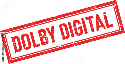 Tableau sur toile A red rectangular distressed rubber stamp imprint with the words DOLBY DIGITAL p