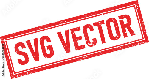 A vibrant red ink rubber stamp impression conveying SVG VECTOR text in a bold distressed style with a clean white background