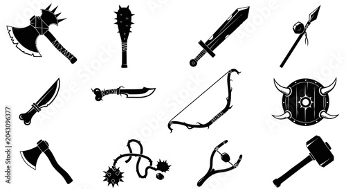 Tableau sur toile Medieval weapons and battle tools.