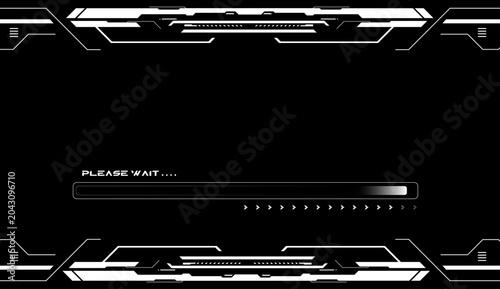 Futuristic Loading Bar with Progress Indicator on Black Background, Digital Interface