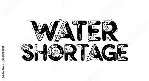Tableau sur toile Water shortage text on white background.