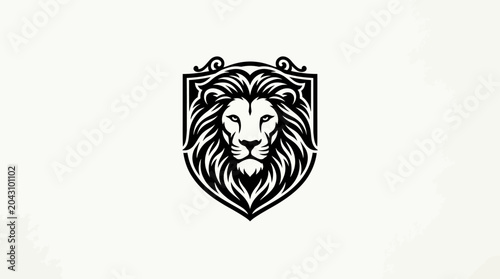 Foto Lion Head Shield Emblem Logo.