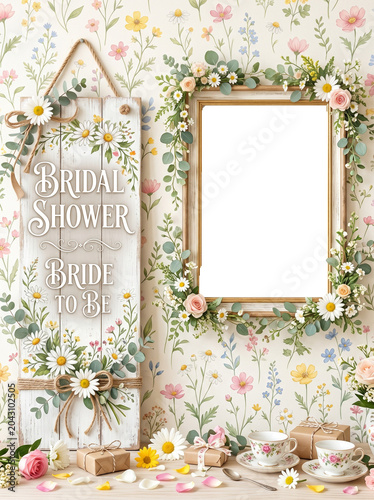 Bridal shower stylish layout PNG template 